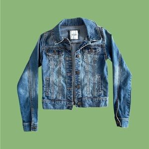 Mudd Women’s XS‎ Denim Jean Jacket Y2K Button Closure Pockets Stretch Distressed